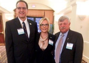 From the left: Joe Snowberger, CEO of The USS ADAMS Museum; Tracy Bible Raulerson, vice president of the JHNSA Board of Directors; and Stan Halter, treasurer of the JHNSA Board of Directors.